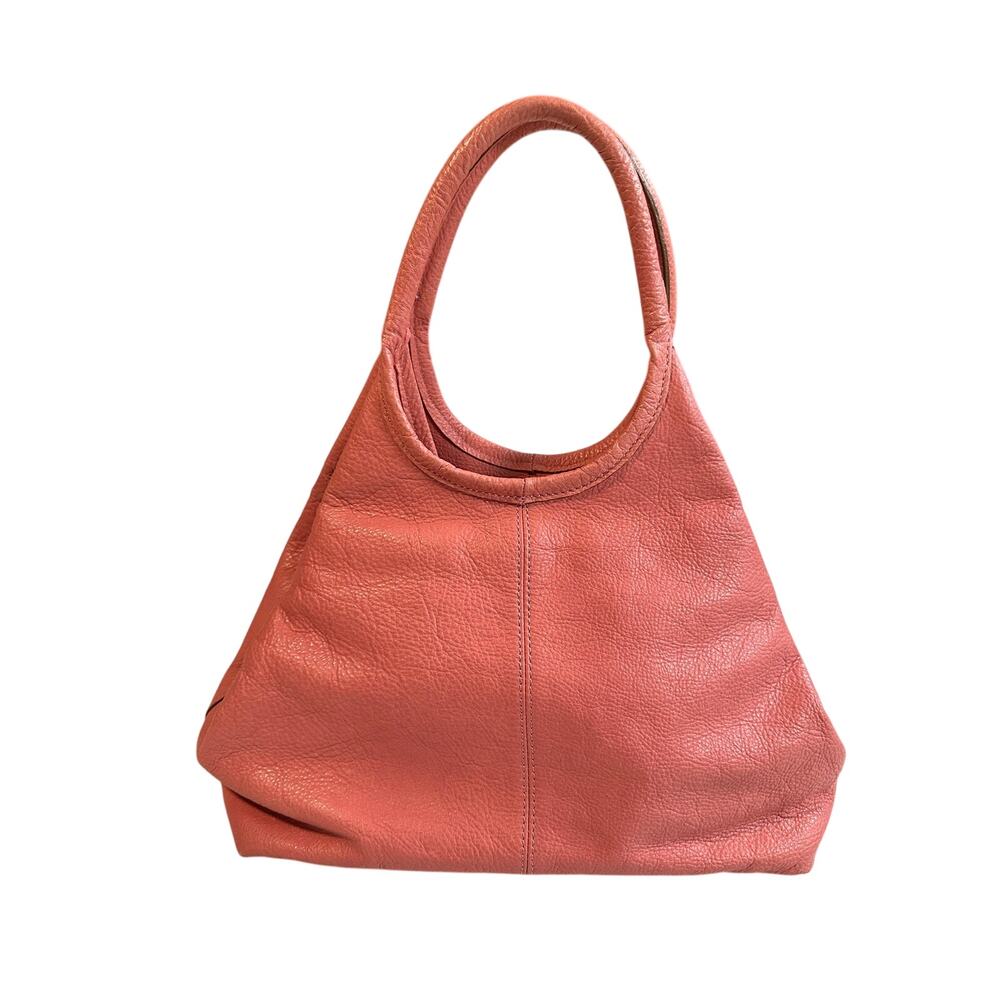 Talbots Genuine Leather Hobo Shoulder Bag Small Coral Pink Boho